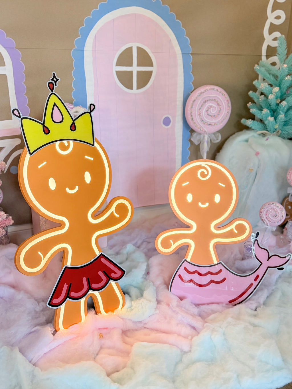 Gingerbread decorated with Crown, Skirt, and Mermaid Tail