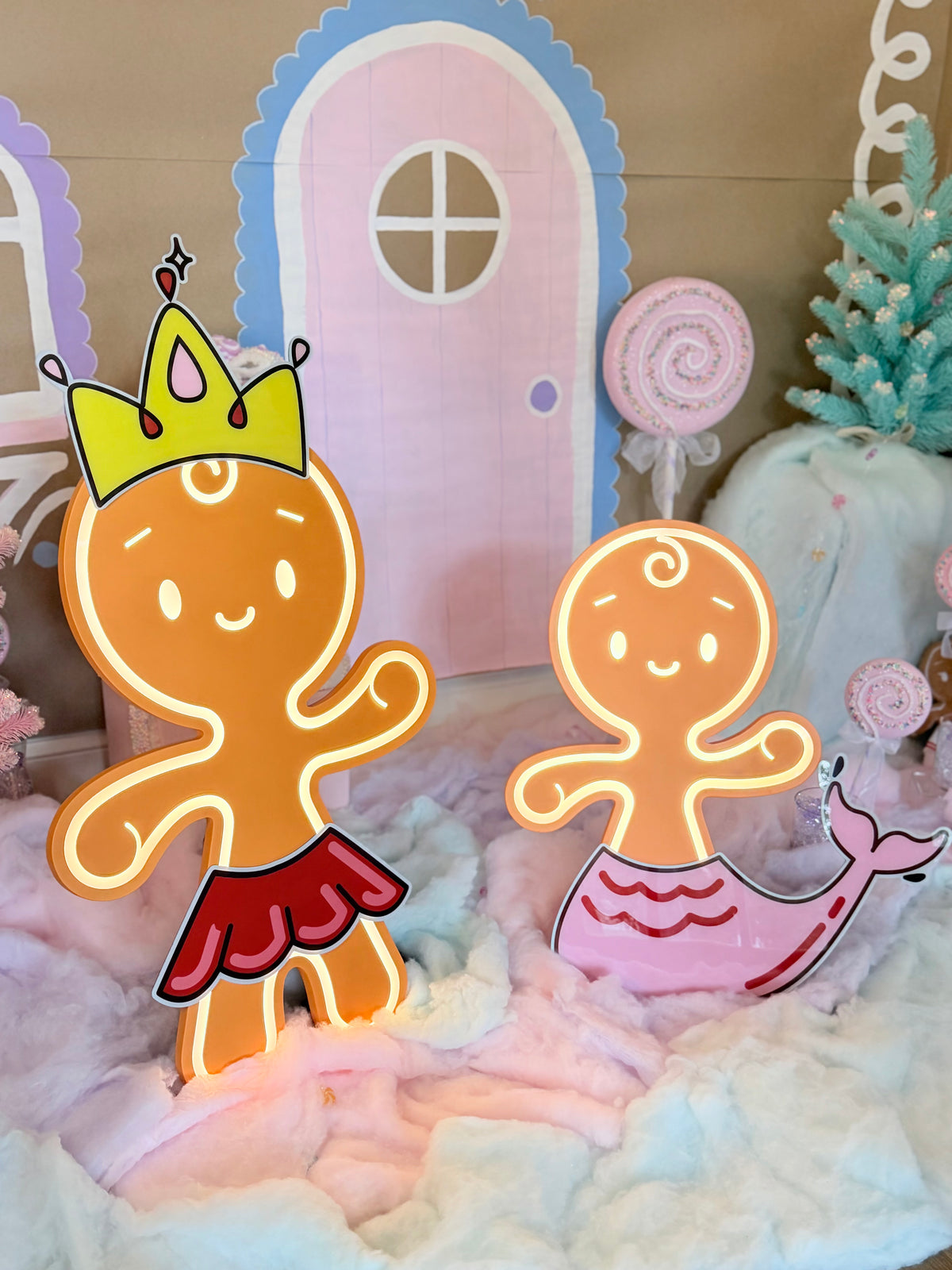 Gingerbread decorated with Crown, Skirt, and Mermaid Tail